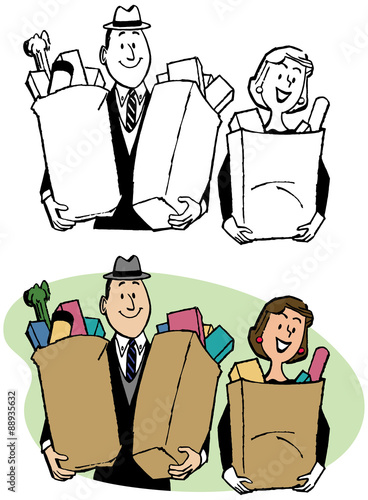 Couple with Grocery Bags
