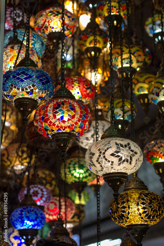 Traditional turkish lamps hanging at the Grand Bazaar  © _chupacabra_