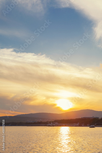 Beautiful sunset over the sea beach