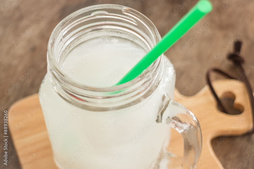 Fresh cold coconut water glass Fresh cold coconut water glass