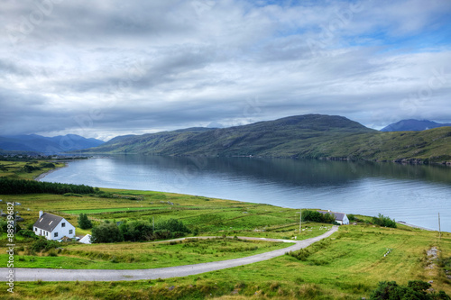 View of the town of Ullapool in Scotland photo