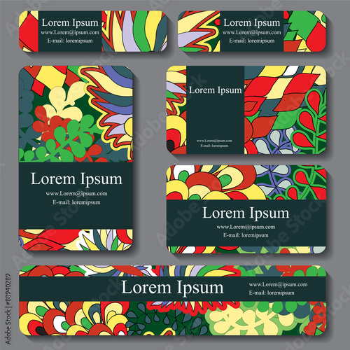 stock vector set of busines card. decorative ornament. doodle de