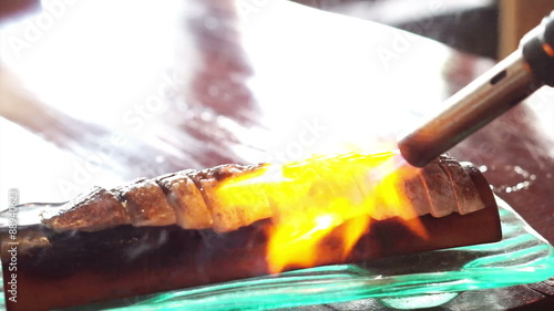 Fire grilled pickled Mackerel, yaki saba Sashimi, Japanese food photo