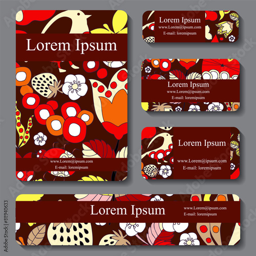 stock vector set of busines card. decorative ornament. doodle de