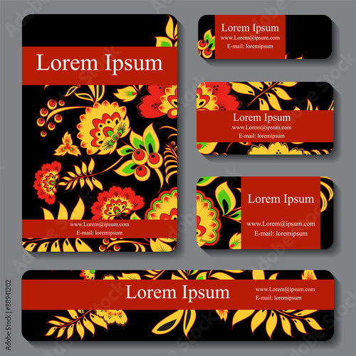 stock vector set of busines card. decorative ornament. template