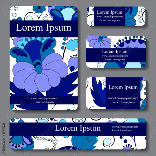 stock vector set of busines card. decorative ornament. template