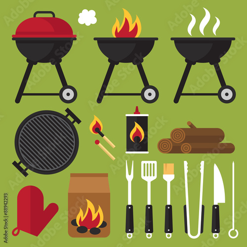 Vector set of barbecue tools.