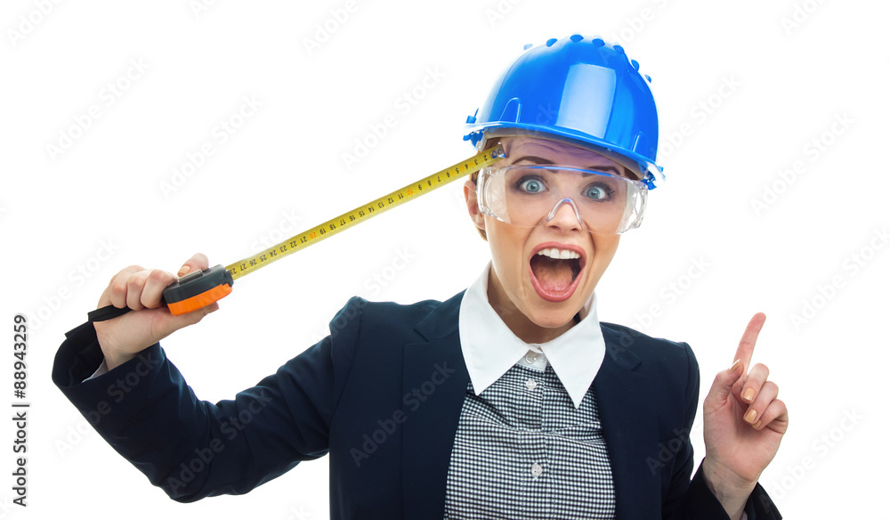 Engineer woman over white background