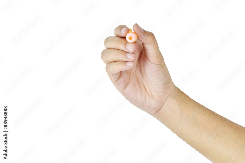 Women of hand with pen writing isolate on white background Women of hand with pen writing isolate on white background