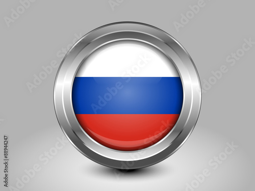 Flag of Russia. Metal Round Icon
