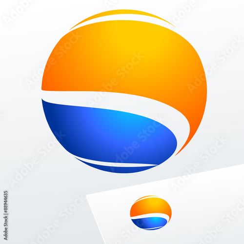 Abstract vector sign in sphere shape. Logotype for Business, Media, Tourism