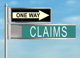 Claims. Road sign on the sky background. Raster illustration.