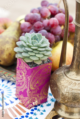 Fényképezés Wedding table arrangement in desert sand of Morocco stile