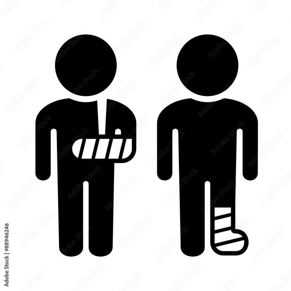 Broken Arm and Leg Icons Set. Vector Broken Arm and Leg Icons Set. Vector