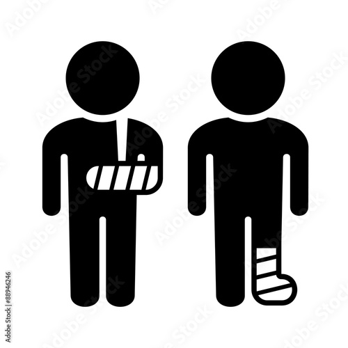 Broken Arm and Leg Icons Set. Vector
