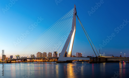 Erasmus bridge Rotterdam panorama