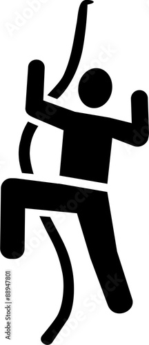 Climbing man with rope pictogram