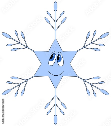 Smiling snowflake isolated on white