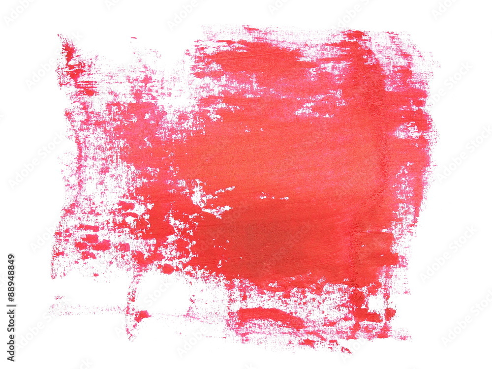 photo red grunge brush strokes oil paint isolated on white background