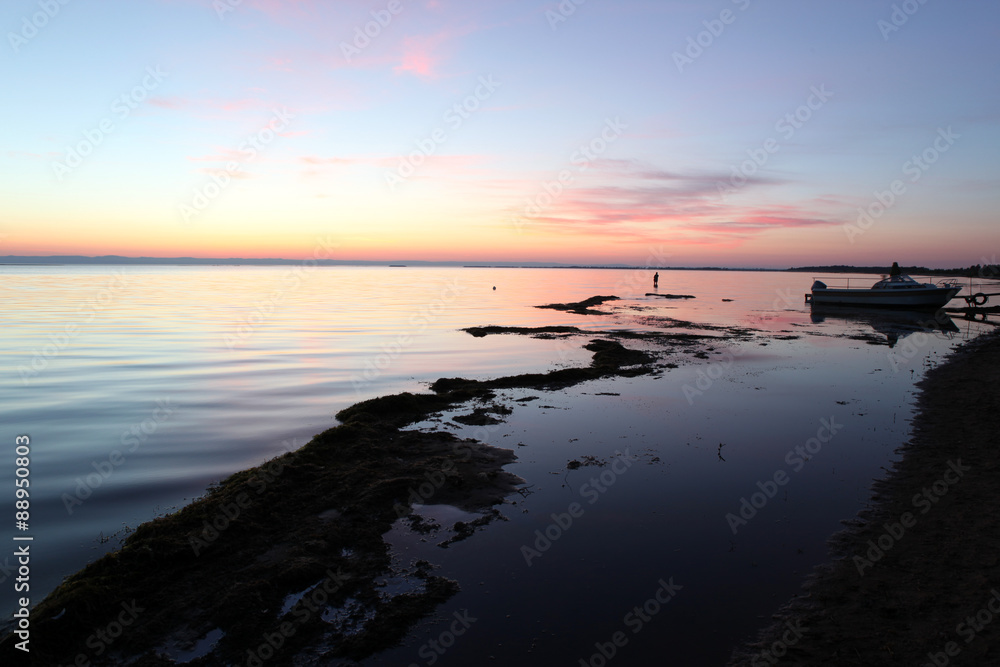 Sundown at Rock coast, Lake Baikal, Russia