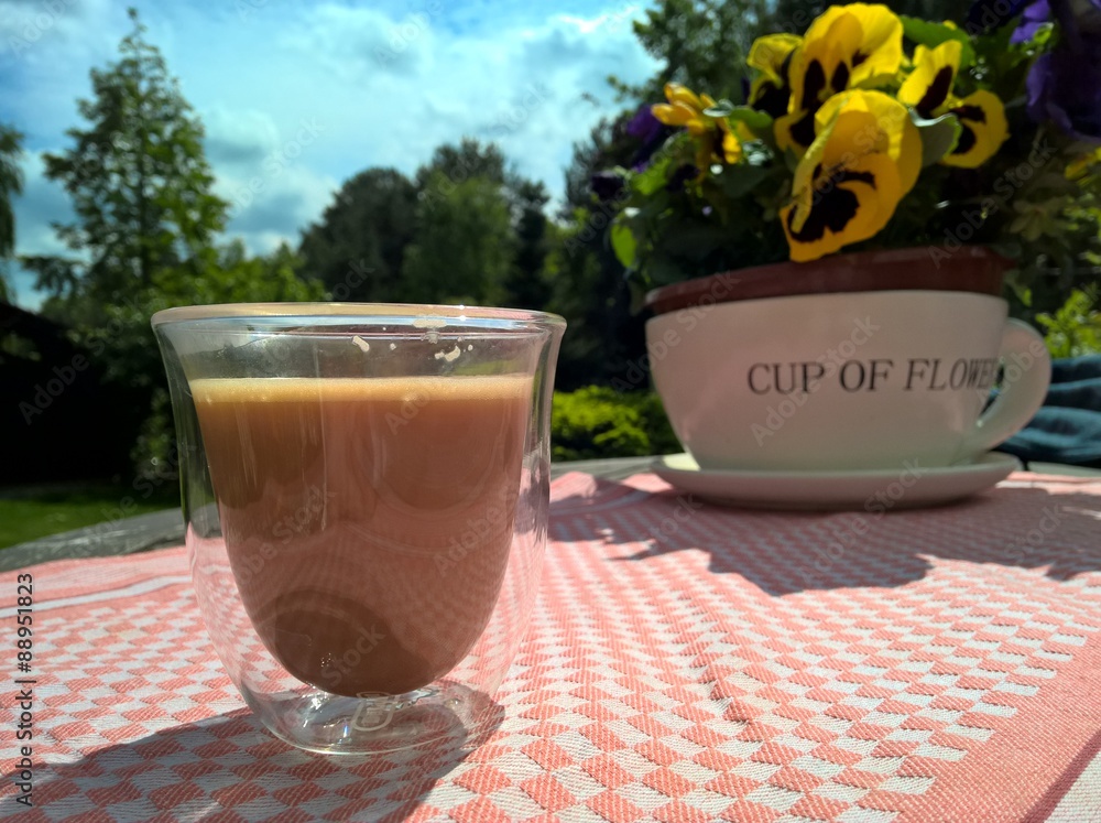 Fototapeta premium Kawa w ogrodzie