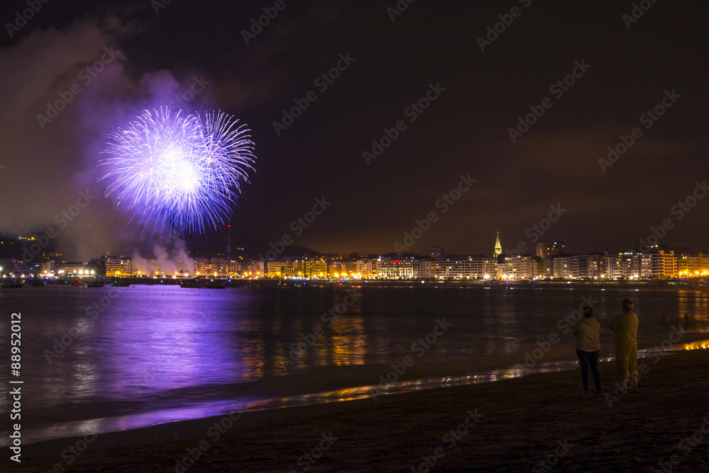 Fireworks in Donostia, Gipuzkoa (Spain)