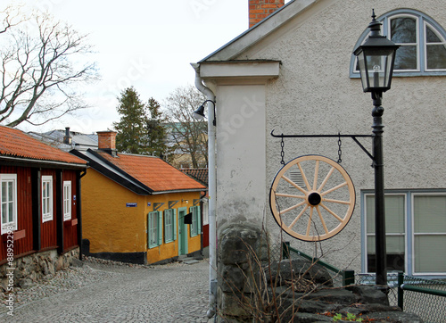 Bild auf Leinwand The view to the street of historical center in Vasteras city in Sweden