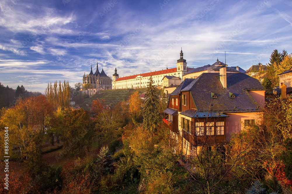 City center of Kutna Hora in Fall