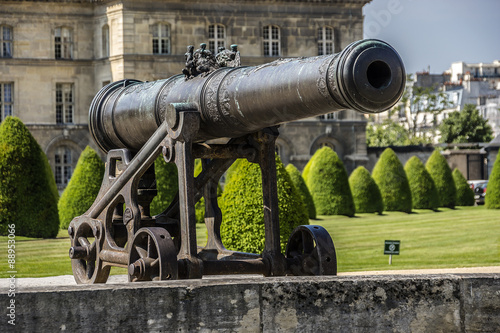 Historic Napoleonic artillery gun near Les Invalides in Paris.