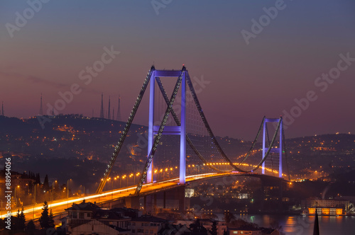 Bosphorus Bridge and traffic at night