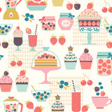 Food seamless pattern with berry sweets
