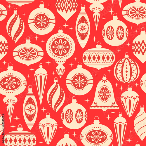 Red and gold Christmas seamless pattern