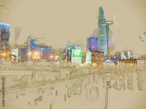 Cityscape of Ho Chi Minh at night