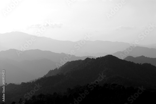 Autocolant black and white landscape of mountain in Thailand
