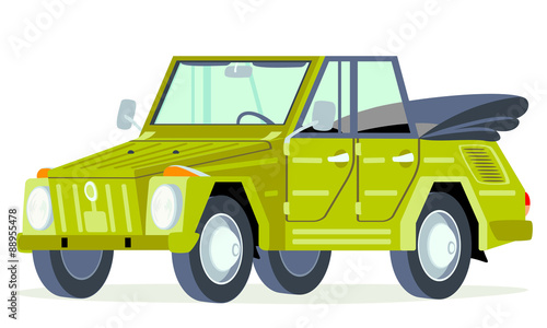 Caricatura 181 type abierto parcial verde vista frontal y lateral