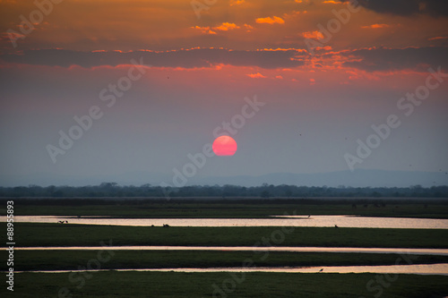 Sunset over the National Park Gorongosa in the center of Mozambique
 photo