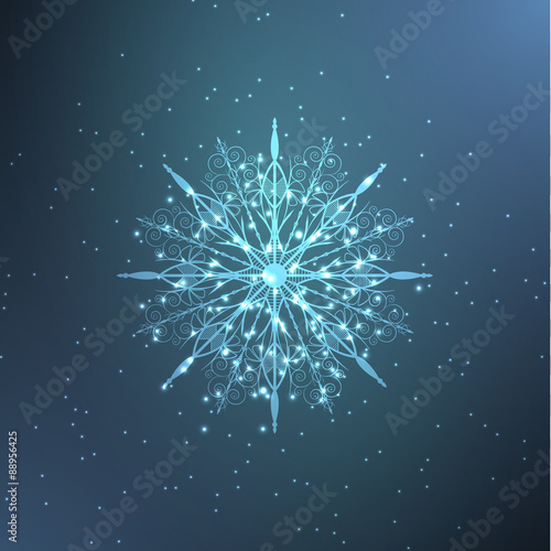 Abstract neon snowflake