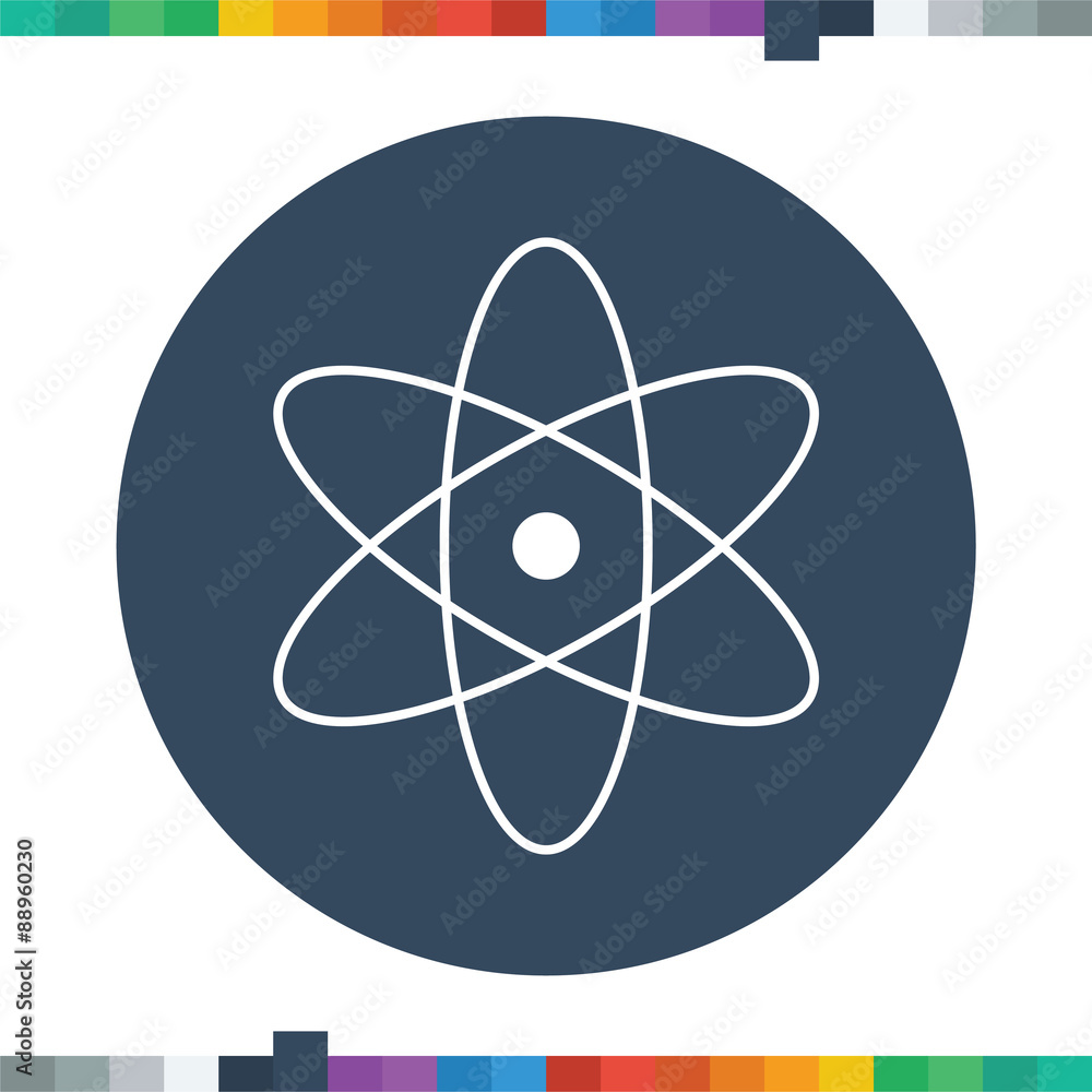 Flat atom icon in a circle. Flat atom icon in a circle.