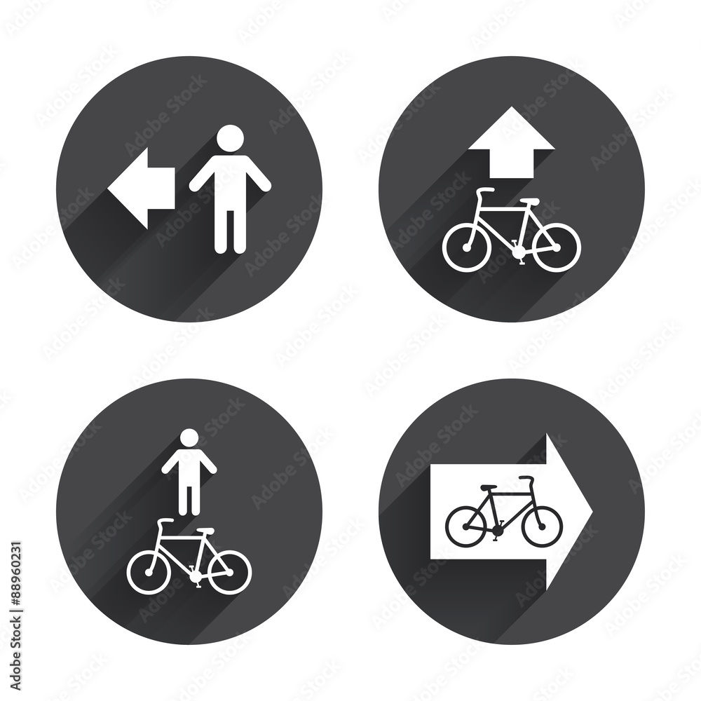 Pedestrian road icon. Bicycle path trail sign. Pedestrian road icon. Bicycle path trail sign.