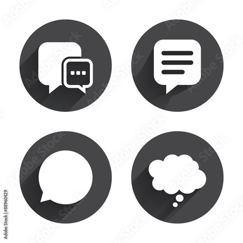 Chat icons. Comic speech bubble signs. Think.