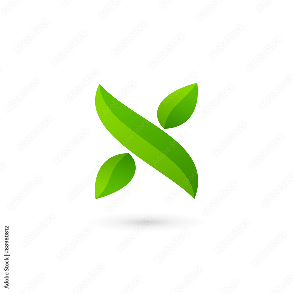 Letter X eco leaves logo icon design template elements