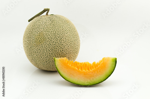 slice japan melon isolated on white