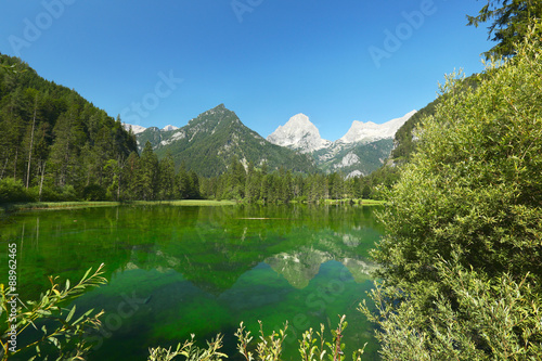 Green alpine lake in Hinterstoder, Upper Austria 