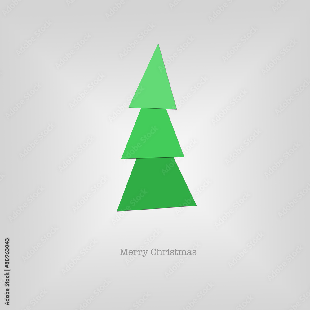 Sleek modern Merry Christmas card with a folded green paper tree. Sleek modern Merry Christmas card with a folded green paper tree.