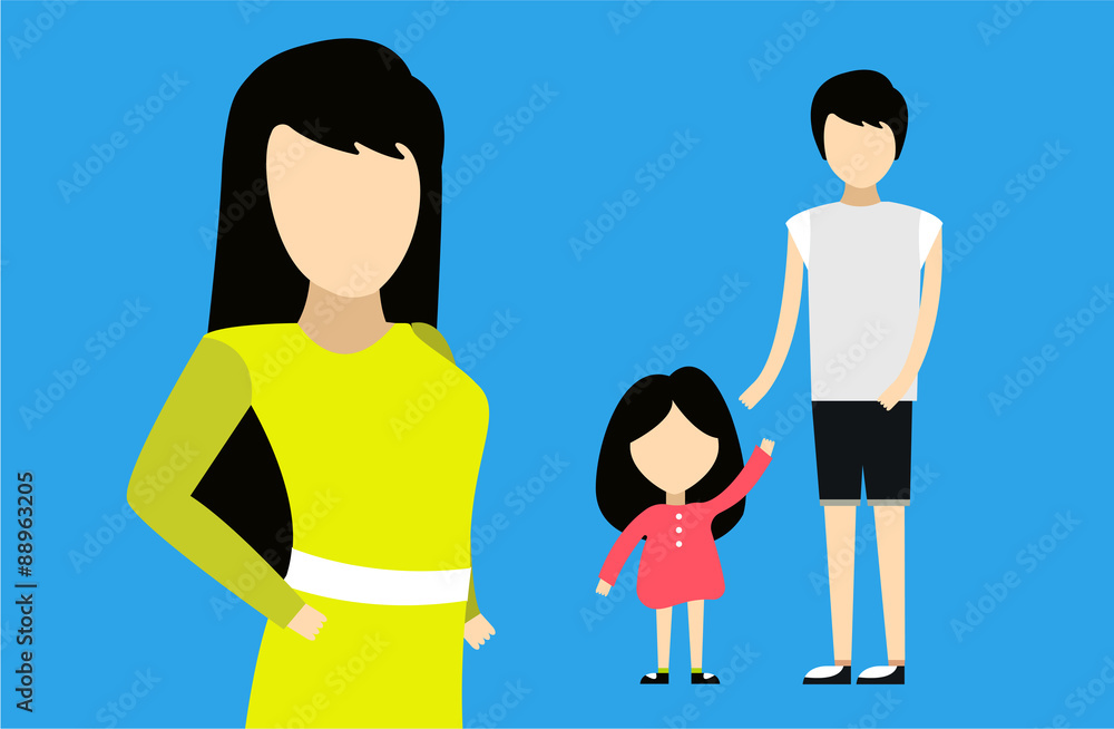 Fototapeta premium Happy family together. Portret, home, happy. Mother, father