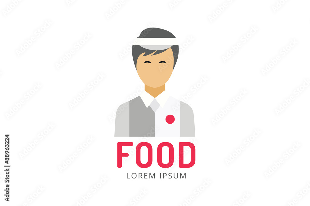 Chinese or japanese fast food man silhouette logo icon template Chinese or japanese fast food man silhouette logo icon template