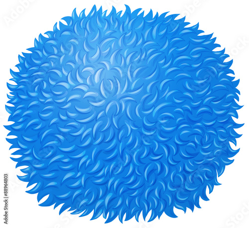 Fluffy blue ball on white