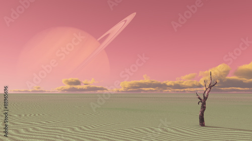 Desert terraformed moon of saturn or exosoalr planet © rolffimages