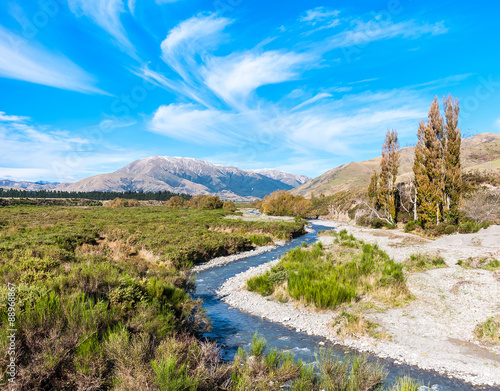 Natural landscape of New Zealand alps and stream © naughtynut