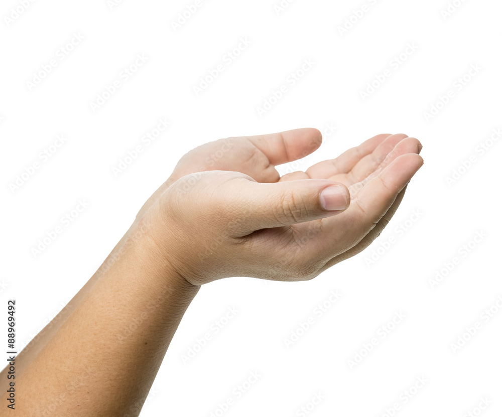 Open palm gesture. isolated on white background